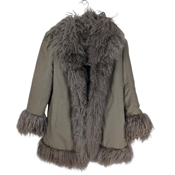 Chloé 1970s Karl Lagerfeld Mongolian Lamb Fur Reversible Coat Gray Taupe 6 SEE - Picture 3 of 12